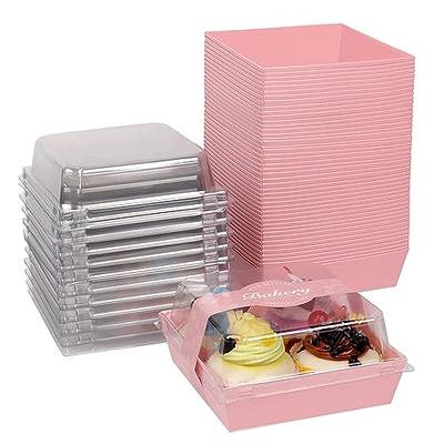 Cake Slice Container (50 Pack) - 1 Compartment Clear Plastic Trays