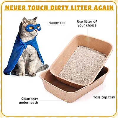 12 Pieces Disposable Litter Boxes for Cats Degradable Paper Cat Litter Tray  Waterproof Portable 2 in 1 Kitten Litter Box for Cat, Small Animals, for