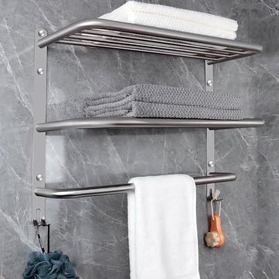 NearMoon Self Adhesive Bathroom Towel Bar- Stainless Steel Bath Wall Shelf  Rack