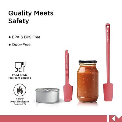 2-Pack Silicone Small Jar Spatulas with Long Handle, Upgraded Heat Resistant Spatula for Non Stick Cookware, Seamless Design, Stainless Steel Core