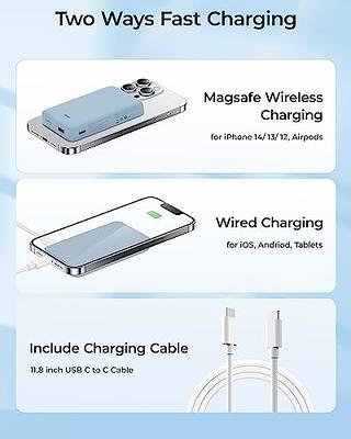 BENKS Magnetic Power Bank, Upgraded 10000mAh Wireless Portable Charger, for  MagSafe Battery Pack with Two-Way 20W USB-C Ports, for iPhone 15/14/13/12  Series, Blue - Yahoo Shopping
