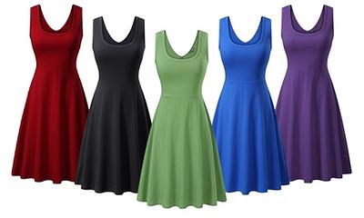 Womens Loose Sleeveless Dresses with Pockets S-2X