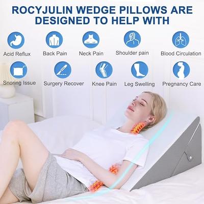 Bed Back Wedge Pillow - 12 Inch Incline Bed Rest for Sitting Up - Sleep Back