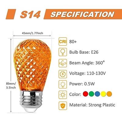 0.5 Watt S14 LED Colored String Light Bulb, E26/Medium (Standard) Base