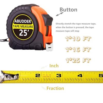 6 Pieces Tape Measures, 25 ft /16 ft/12 ft Measuring Tape Retractable,Easy Read Measurement Tape with Fractions,Self-Locking Tape Measure for