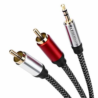 Monoprice 6inch 3.5mm Stereo Plug/2 RCA Jack Cable - Black