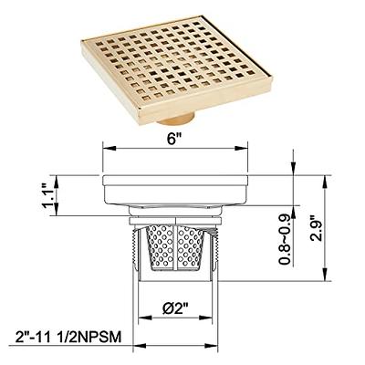 4 Inch Square Shower Floor Drain, 304 Stainless Steel Shower Drain Cover  Removable Grid Cover and Hair Filter Brushed CUPC Certified