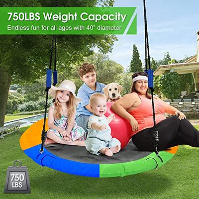 GIKPAL Saucer Swing with Stand for Kids Outdoor, 440lbs Swing Set with  Heavy-Duty Metal Frame and Adjustable Ropes, Safe Waterproof Round Swing  for