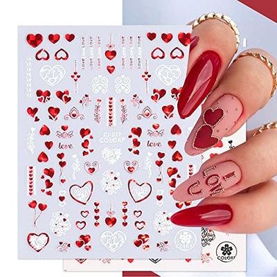  8 Sheets Valentine Nail Art Stickers 3D Self Adhesive