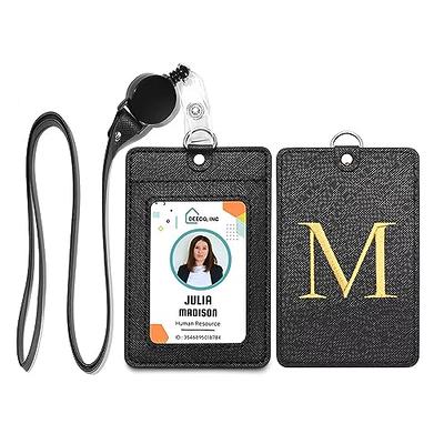 Initial Badge Holder w. Adjustable Retractable Lanyard, Embroidered Letter  PU Leather ID Badge Card Holder w. Clear ID Window for Employees, Offices,  Staff, Students, Black Gold (M-Black+Gold) - Yahoo Shopping