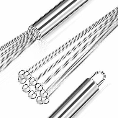 Stainless Steel Ball Whisk Set for Kitchen Cooking - 10 Inch and 12 Inch