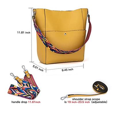 BROMEN Hobo Bags for Women Leather Handbags Designer Shoulder Bucket  Crossbody Purse,Color - Yellow