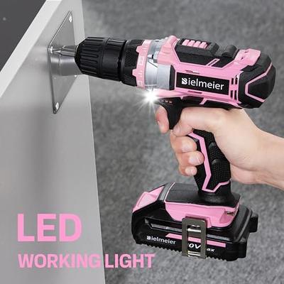 20V Cordless Power Drill Set, Drill Kit with 1 Lithium-Ion & Charger, 3/8 inch Keyless Chuck, Electric Drill w/ 2 Variable Speed & LED Light, 25+1