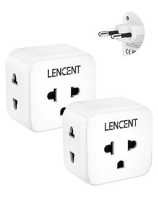 LENCENT 2 Pack European Travel Plug Adapter, International Power Adaptor  with 3 Outlets, Compact Plug Converter