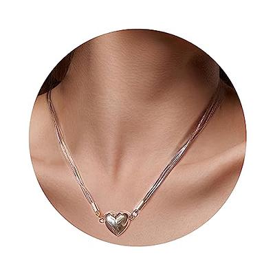 DAYANEY Magnetic Necklace for teen girls,y2k Magnet heart Necklace jewelry  for daily Outfits,silver necklace Big heart puffy pendant as teen girl gift  on birthday - Yahoo Shopping