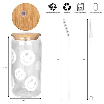 KAUND Ice Coffee Cup with Bamboo Lids and Glass Straw,16oz