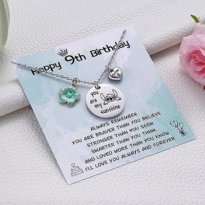 MIXJOY Stitch Gifts Happy Birthday Necklace for Age 9 Year Old