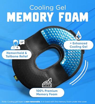 Orthopedic Donut Seat Gel Cushion w/ Infused Memory Foam & Cooling Gel for  Tailbone, Hemorrhoid, Sciatica & Prostate, Tailbone Pain Relief - Coccyx