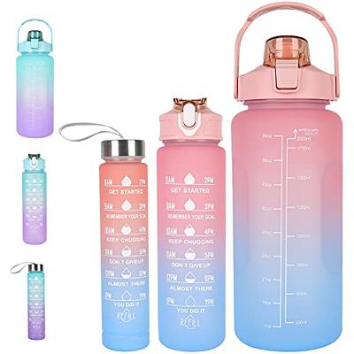 Motivational Water Bottle with Straw 3 Pcs, 64Oz 32Oz 16Oz Time