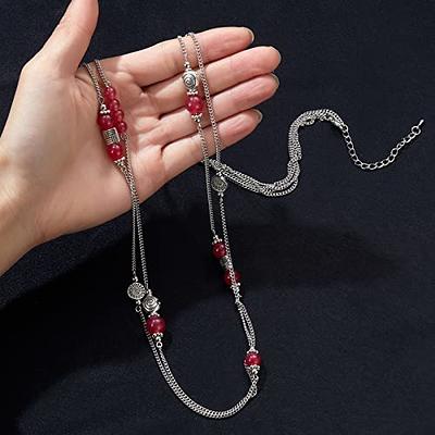 BULINLIN Layered Silver Long Necklace for Women Turquoise Stone Beaded  Strand Sweater Chain Necklaces Fashion Costume Jewelry Gifts for Mom (Hot  pink) - Yahoo Shopping