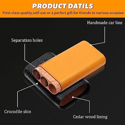 SEMKONT Travel Cigar Humidor Portable Travel Cigar Case with 4 Cigar Tube,  Leather Travel Cigar Humidor Include Cigar Cutter, Men's Cigar Accessories