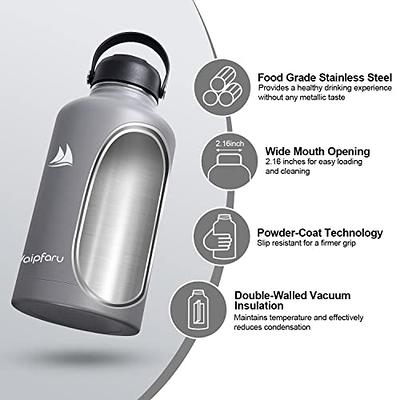 EALGRO Gallon Insulated Water Bottle Jug with Straw, 128 oz Large Stainless  Steel Sports Metal Water Canteen With Handle, Thermal Water Cup Mug with 2