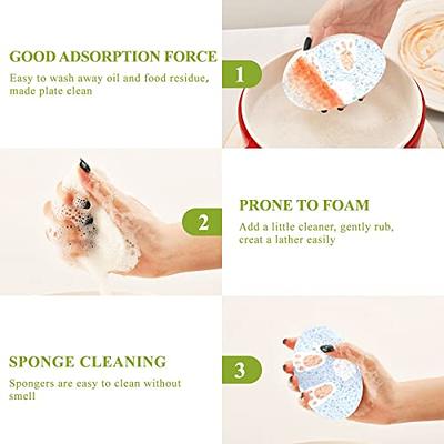 Dish Sponge Oil Free Household Cleaning For Kitchen Non-Scratch Cellulose Scrub  Sponge Dual-Sided Dishwashing