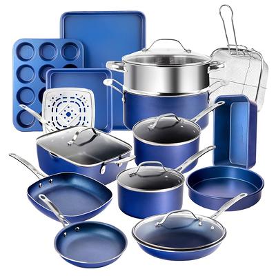 Farberware Reliance Pro 12pc Nonstick Ceramic Cookware Set Teal/gray :  Target