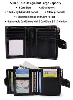 CLUCI Womens Small Leather Wallet Coin Slim Zipper Pocket Credit Card