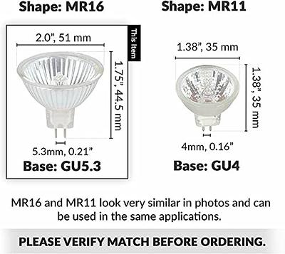 MR16 Bulb, 6 Packs of MR16 Halogen Bulb 20w 12V, Long-Life 12v Gu5.3 Double  Pin Base, 2700k Warm White Light Dimmable, with Transparent Glass Cover