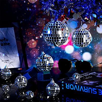 30 Pack Mirror Disco Ball,Mini Disco Ball Decorations,Reflective Mirror Ball Ornaments,Small Silver Hanging Disco Balls with Rope for Christmas Tree