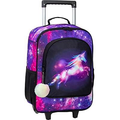 UFNDC Kids Suitcase for Girls, Unicorn Luggage Rolling with Wheels