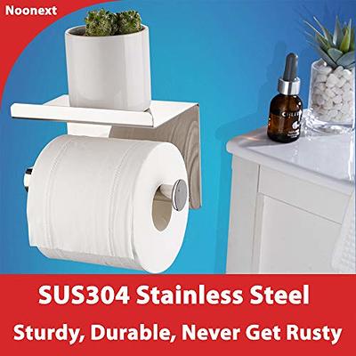 SmartHome Toilet Paper Holder - Aluminium Double Roll Toilet Tissue Holder with Mobile Phone Shelf for Bathroom, 3M Self Adhesi