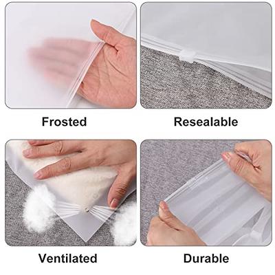 Frosted Zipper Plastic Bags for Clothes, 100 Pcs 10x13 Inch