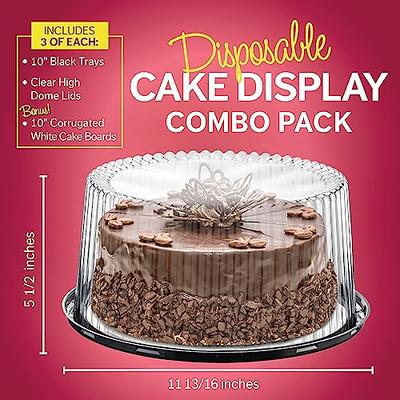 10-11 Plastic Disposable Cake Containers Carriers with Dome Lids and Cake  Boards, 5 Round Cake Carriers for Transport, Clear Bundt Cake Boxes Cover