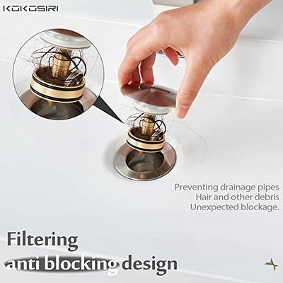 KES Bathroom Sink Drain with Strainer Basket Hair Catcher anti Clog Pop up  Drain