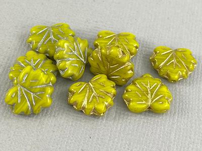 13mm Maple Leaf Beads - Light Orange with Gold Wash - 12 Beads