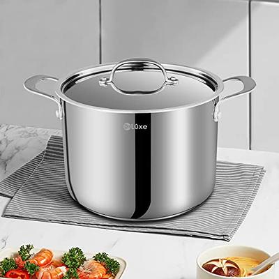 Stainless Steel Stock Pot, P&P CHEF 3 Quart Pot with Lid, Heat-Proof Double  Handles - Sliver Stainless Steel Pot and Glass Lid