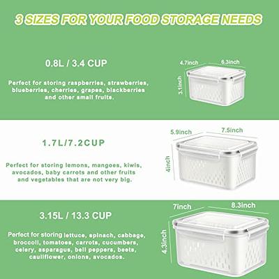  3 Pack Fruit Storage Containers for Fridge, Produce