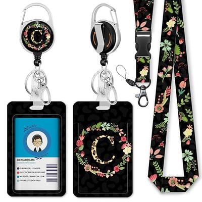 ID Badge Holder with Detachable Neck Lanyard and Retractable Badge Reel,  Cute Leopard Lanyard Badge Holder for ID Card Holder and Keys 