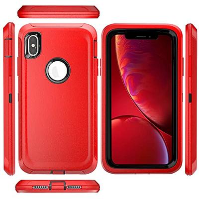 For iPhone Xr Case Heavy Duty Cover + Belt Clip - Black Red