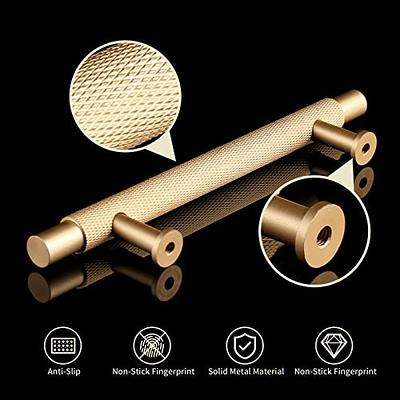 Brass Solid Texture Knurled Drawer Pulls and Knobs in Satin Brass