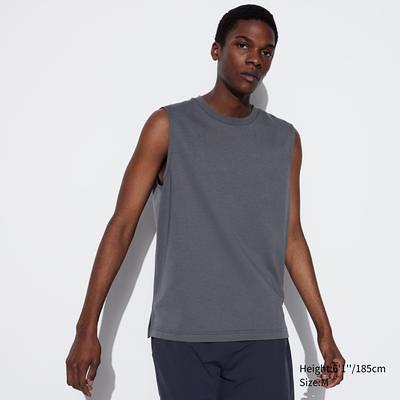 Men's Airism Cotton Sleeveless T-Shirt, Gray, Large