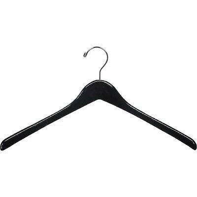 Plastic Extra Wide Suit Hangers, Pack of 15, Width: 17.7,Notched Shoulders  & Swivel Hooks, Black