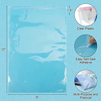 Clear Resealable Cellophane Bags - 9x12 Inches, Self Adhesive Bags for  Shirts, Clothing, and Products (100 Pcs)