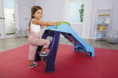 Little Tikes Easy Store Large Playground Slide with Folding for Easy  Storage, Outdoor Indoor Active Play, Blue and Green- For Kids Toddlers Boys  Girls Ages 2 to 6 Year old 