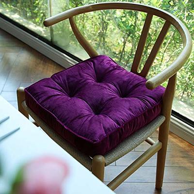 My Infinity Store 16 Plush Round Tufted Chair Pad/Cushions Tie-Backs ( Purple,4 Piece) 