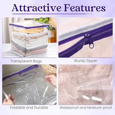 Sweetude 30 Pcs Clear Storage Bag Zippered Organizers Foldable Sweater  Storage Closet Organizer Plastic Storage Bags Bins Containers with Zipper  and Handle Storage Bags for Clothes, 14 Inch (Purple) - Yahoo Shopping