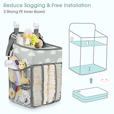 Baby Diaper Bags, Hanging Nursery Organizer Baby Shower Gifts for Infant  Newborn Store Diaper, Grey & White Oxford Large for boys girls 