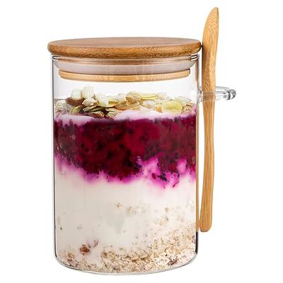 Breakfast Jars (330ml) Overnight Oats Jars with Airtight Screw